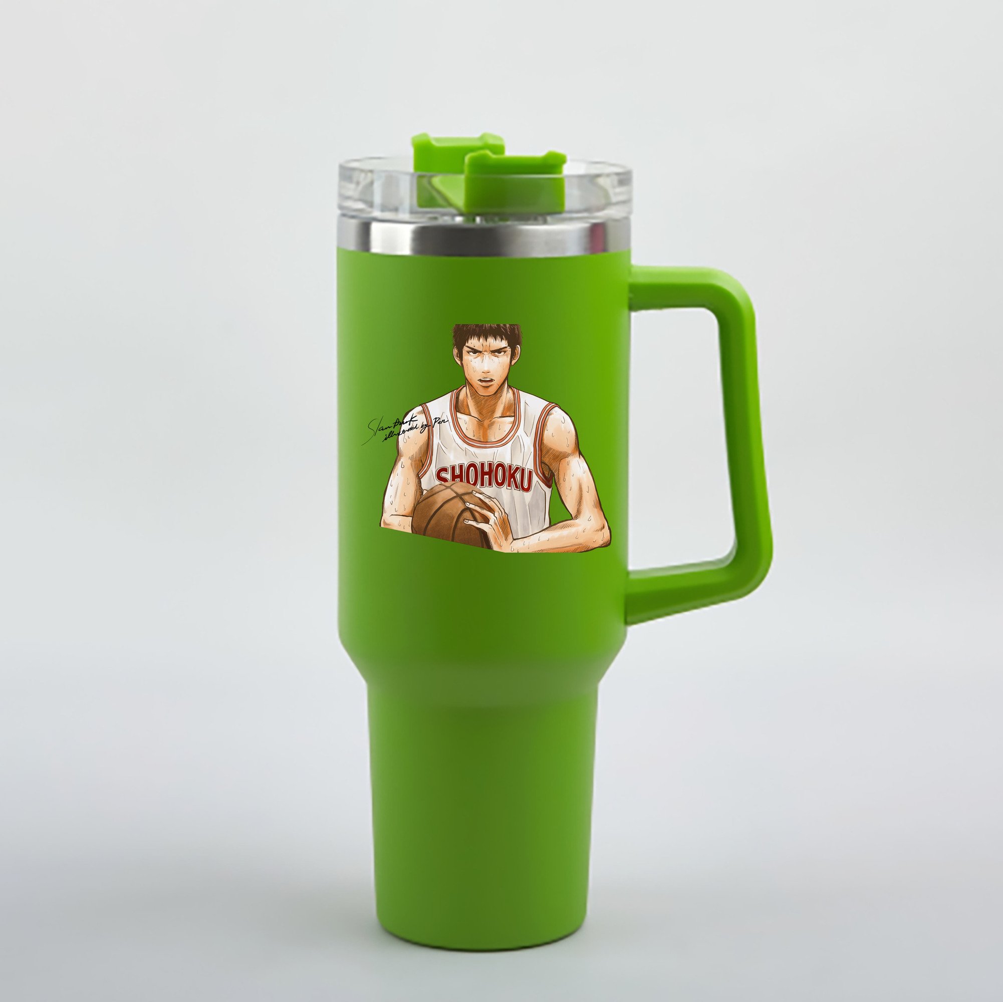 （画像用） SLAM DUNK／スラムダンク 1200mL車用タンブラー - クリスタルステッカー（プラスチックストロー付き）